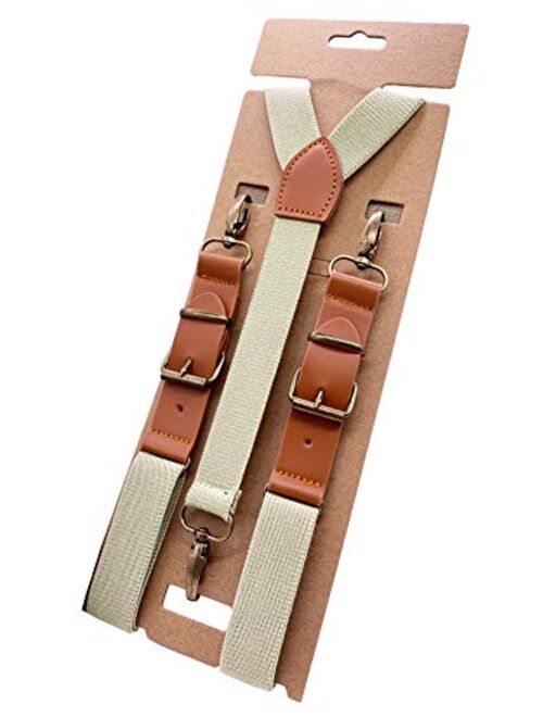 MENDENG Men Y Back Suspenders Bronze Swivel Snap Hooks Braces for Wedding Party