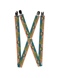 Buckle-Down Suspenders-Wonder Woman/Logo Americana Red/White/Blue/Yell