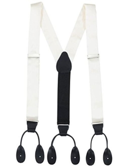 100% Silk Suspenders For Men Y-Back Button End Made in USA Many Colors and Designs