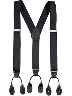 100% Silk Suspenders For Men Y-Back Button End Made in USA Many Colors and Designs