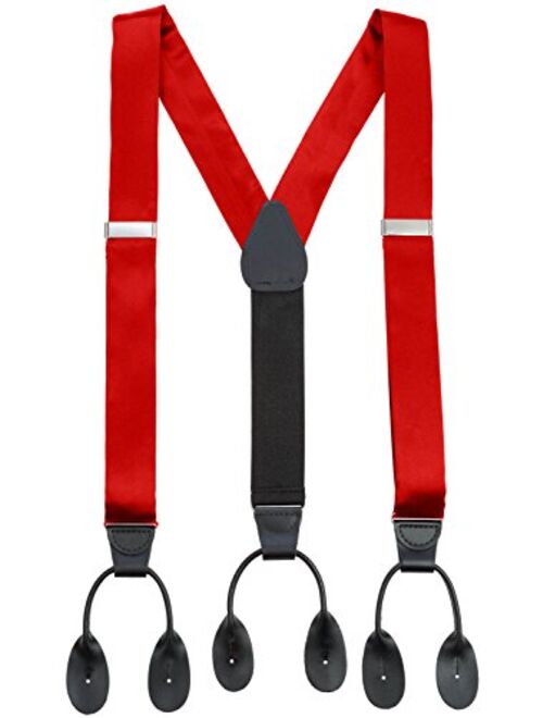 HOLD'EM 100% Silk Suspenders For Men Y-Back Button End Made in USA – Many Colors and Designs