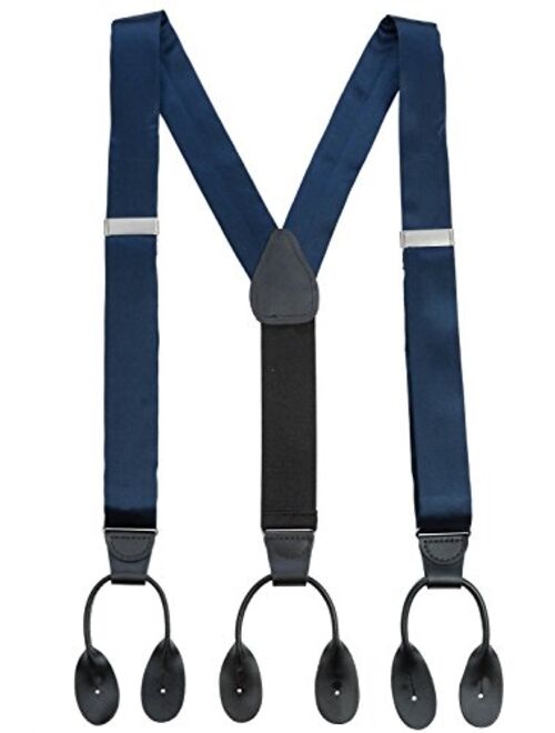 HOLD'EM 100% Silk Suspenders For Men Y-Back Button End Made in USA – Many Colors and Designs