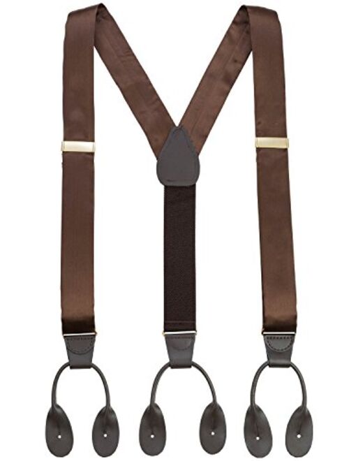 HOLD'EM 100% Silk Suspenders For Men Y-Back Button End Made in USA – Many Colors and Designs