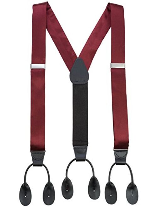 HOLD'EM 100% Silk Suspenders For Men Y-Back Button End Made in USA – Many Colors and Designs