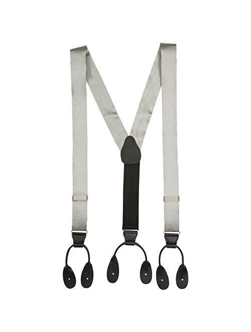 HOLD'EM 100% Silk Suspenders For Men Y-Back Button End Made in USA – Many Colors and Designs