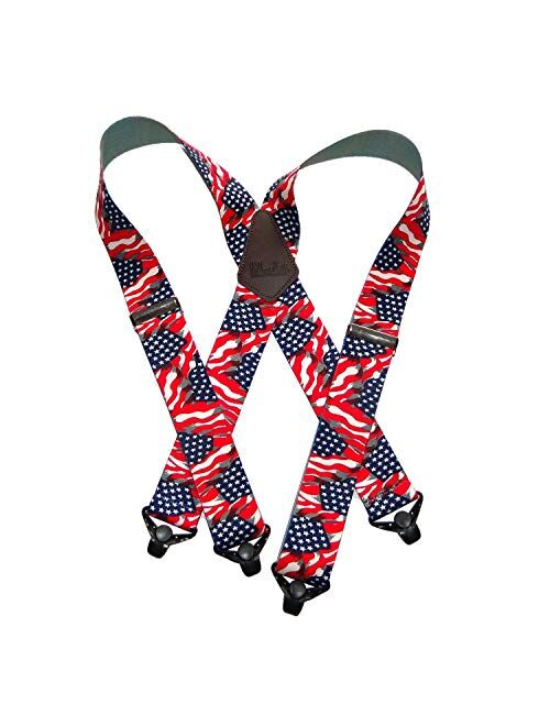 Holdup Suspender Company's Heavy Duty USA Flag 2" Wide Suspenders with Patented Gripper Clasps