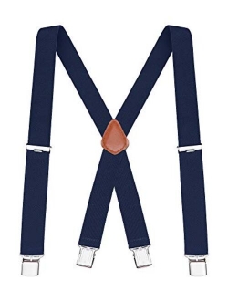 Buyless Fashion Suspenders for Men - 48" Elastic Adjustable Straps 1 1/4" - X Back