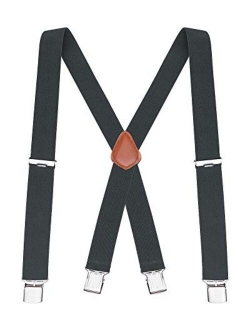 Buyless Fashion Suspenders for Men - 48" Elastic Adjustable Straps 1 1/4" - X Back