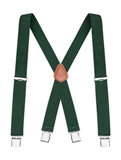 Buyless Fashion Suspenders for Men - 48" Elastic Adjustable Straps 1 1/4" - X Back