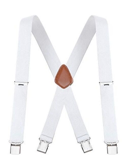 Buyless Fashion Suspenders for Men - 48" Elastic Adjustable Straps 1 1/4" - X Back