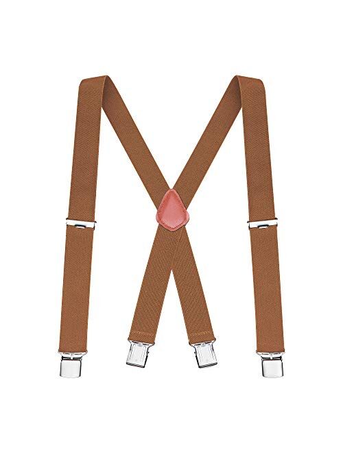 Buyless Fashion Suspenders for Men - 48" Elastic Adjustable Straps 1 1/4" - X Back