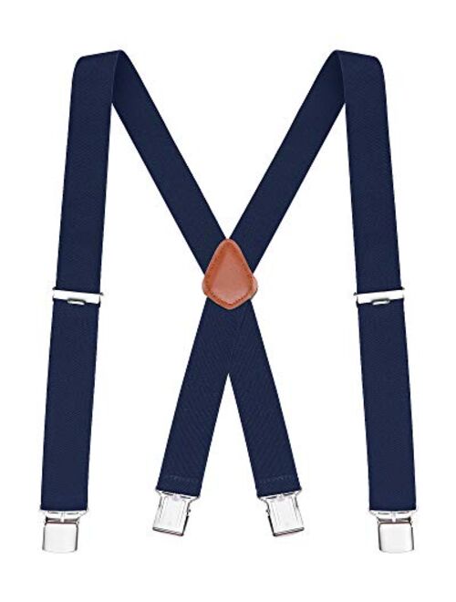 Buyless Fashion Suspenders for Men - 48" Elastic Adjustable Straps 1 1/4" - X Back