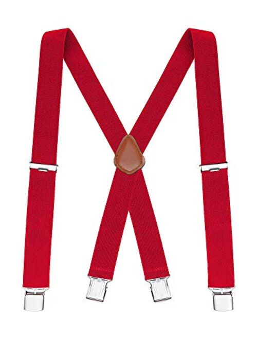 Buyless Fashion Suspenders for Men - 48" Elastic Adjustable Straps 1 1/4" - X Back