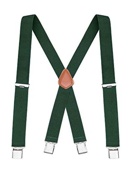 Buyless Fashion Suspenders for Men - 48" Elastic Adjustable Straps 1 1/4" - X Back