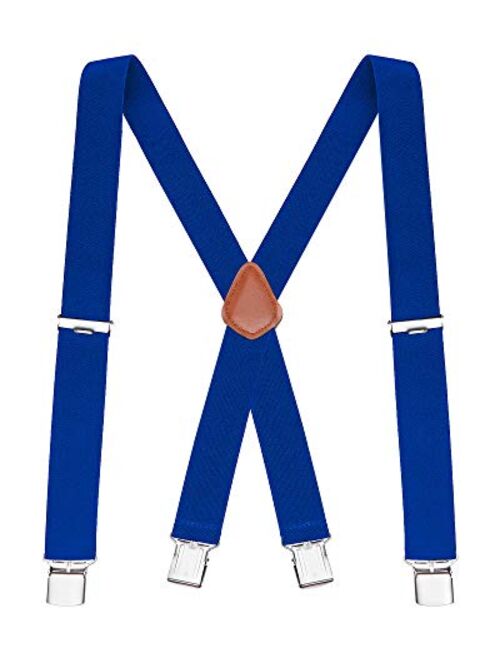 Buyless Fashion Suspenders for Men - 48" Elastic Adjustable Straps 1 1/4" - X Back