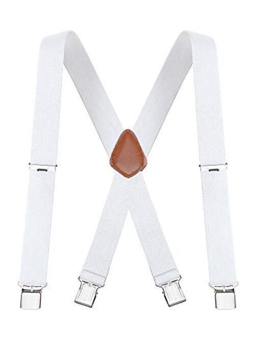 Buyless Fashion Suspenders for Men - 48" Elastic Adjustable Straps 1 1/4" - X Back