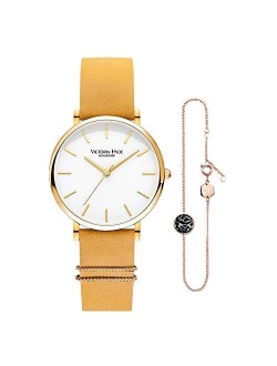 VICTORIA HYDE Women Watches Adjustable Bracelet Set Analog Quartz Detachable Genuine Leather Strap Stainless Steel Mesh Band Ladies Wristwatch Gifts