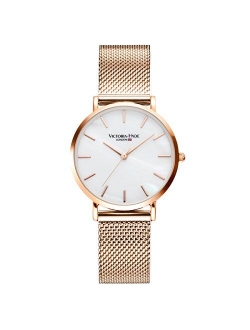 VICTORIA HYDE Women Watches Adjustable Bracelet Set Analog Quartz Detachable Genuine Leather Strap Stainless Steel Mesh Band Ladies Wristwatch Gifts