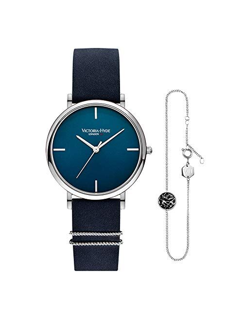 VICTORIA HYDE Women Watches Adjustable Bracelet Set Analog Quartz Detachable Genuine Leather Strap Stainless Steel Mesh Band Ladies Wristwatch Gifts