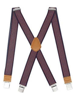 Doloise Men's Suspender X Back with 4 Metal Controlled Clips Wide Braces & Solid Clips Heavy Duty