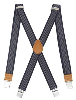 Doloise Men's Suspender X Back with 4 Metal Controlled Clips Wide Braces & Solid Clips Heavy Duty