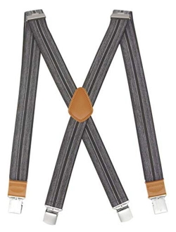 Doloise Men's Suspender X Back with 4 Metal Controlled Clips Wide Braces & Solid Clips Heavy Duty