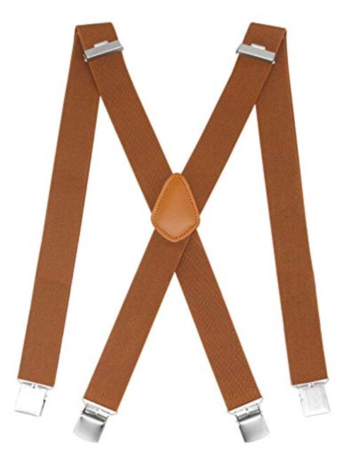 Doloise Men's Suspender X Back with 4 Metal Controlled Clips Wide Braces & Solid Clips Heavy Duty