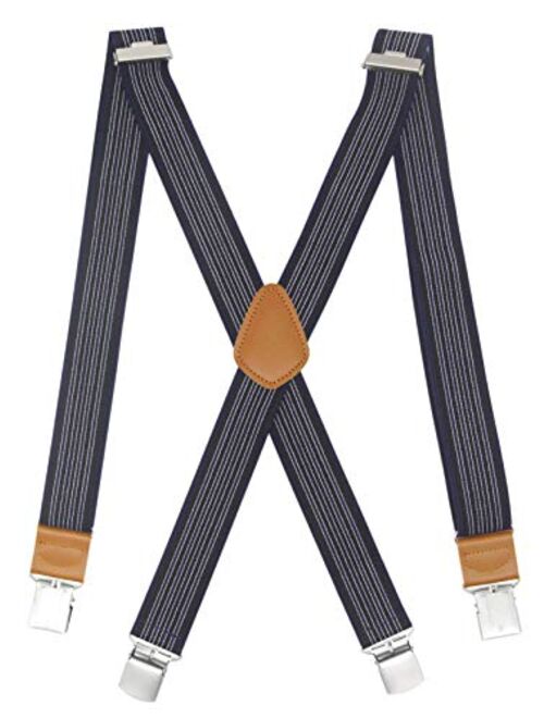 Doloise Men's Suspender X Back with 4 Metal Controlled Clips Wide Braces & Solid Clips Heavy Duty