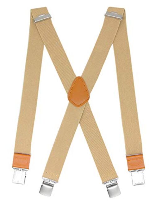 Doloise Men's Suspender X Back with 4 Metal Controlled Clips Wide Braces & Solid Clips Heavy Duty