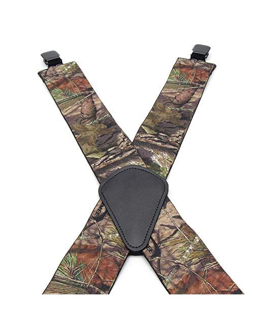 Camo Suspenders for Men Heavy Duty Work Suspenders Clip Pant Braces 2 Inch Wide