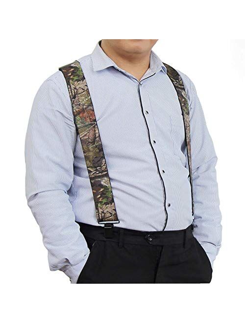 Camo Suspenders for Men Heavy Duty Work Suspenders Clip Pant Braces 2 Inch Wide