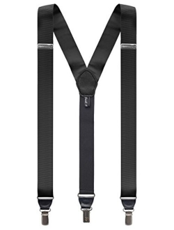 Men's Grosgrain Ribbon Leather Clip Y-back Suspenders Braces