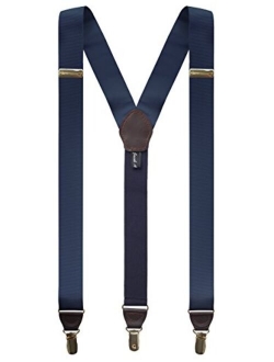 Men's Grosgrain Ribbon Leather Clip Y-back Suspenders Braces