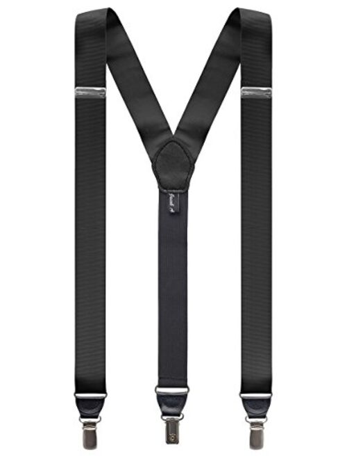 Jacob Alexander Men's Grosgrain Ribbon Leather Clip Y-back Suspenders Braces