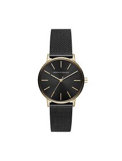 Women's Stainless Steel Quartz Watch with Leather Strap