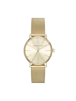 Women's Stainless Steel Quartz Watch with Leather Strap