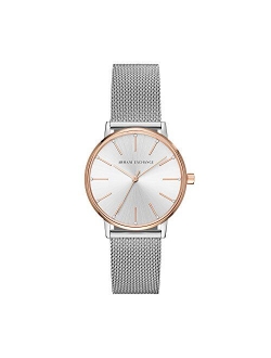 Women's Stainless Steel Quartz Watch with Leather Strap