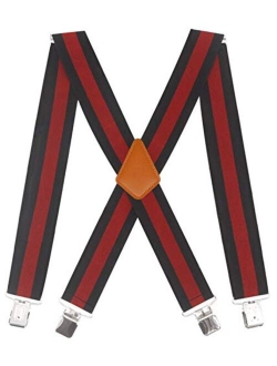 Doloise Men's Suspenders X Back 2 Inches Wide with Extra Heavy Clips Adjustable Braces for Men Suspender