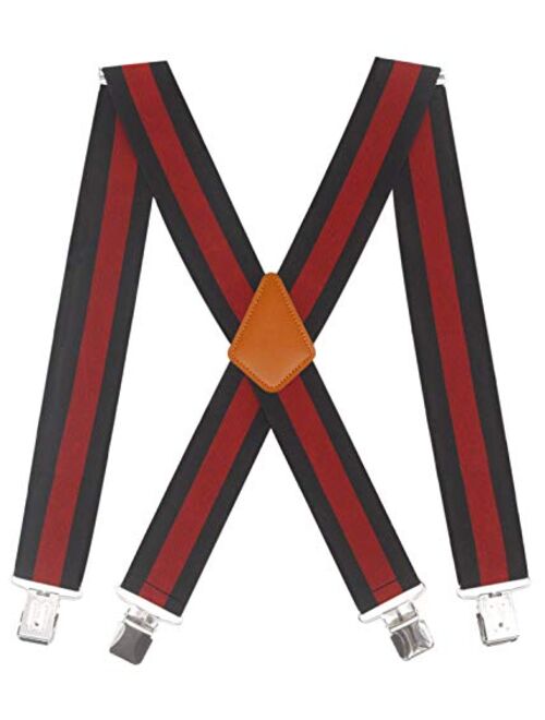 Doloise Men's Suspenders X Back 2 Inches Wide with Extra Heavy Clips Adjustable Braces for Men Suspender