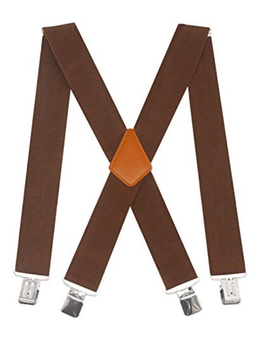 Doloise Men's Suspenders X Back 2 Inches Wide with Extra Heavy Clips Adjustable Braces for Men Suspender