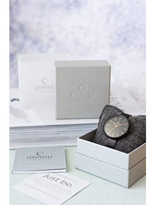 Obaku Womens Classic and Modern Dress Watch with Stainless Steel Mesh Band in Black, Blue, Silver, Gold and Rose Gold or Leather Band in Blue and Pink | Scratch & Water R