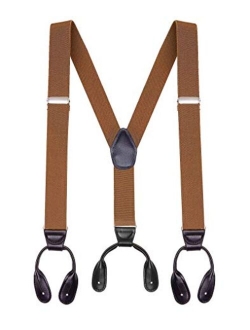 Buyless Fashion Butten End Suspenders for Men - 48" Adjustable Straps 1 1/4" - Y Shape