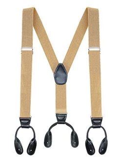 Buyless Fashion Butten End Suspenders for Men - 48" Adjustable Straps 1 1/4" - Y Shape