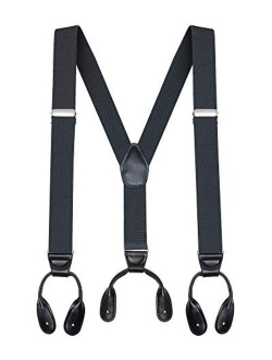 Buyless Fashion Butten End Suspenders for Men - 48" Adjustable Straps 1 1/4" - Y Shape