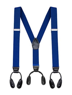 Buyless Fashion Butten End Suspenders for Men - 48" Adjustable Straps 1 1/4" - Y Shape