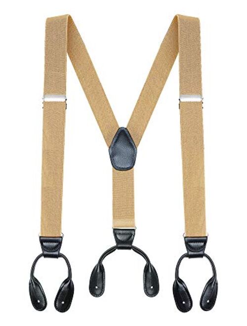 Buyless Fashion Butten End Suspenders for Men - 48" Adjustable Straps 1 1/4" - Y Shape