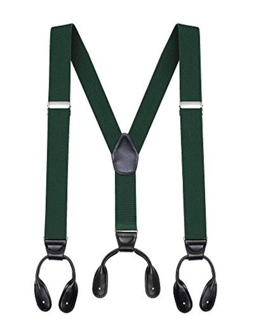 Buyless Fashion Butten End Suspenders for Men - 48" Adjustable Straps 1 1/4" - Y Shape