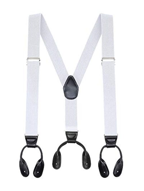 Buyless Fashion Butten End Suspenders for Men - 48" Adjustable Straps 1 1/4" - Y Shape