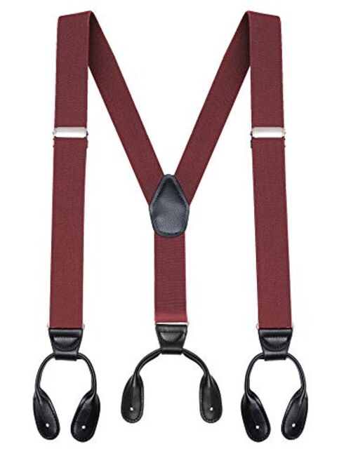 Buyless Fashion Butten End Suspenders for Men - 48" Adjustable Straps 1 1/4" - Y Shape