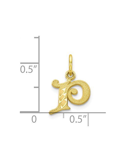 Solid 10k Yellow Gold Initial Letter P Alphabet Charm Pendant